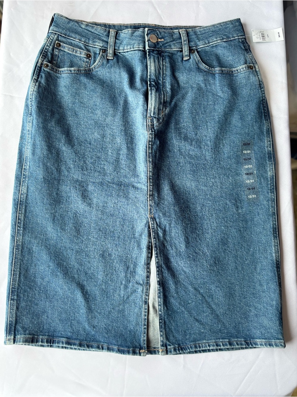 GAP Light Blue Denim Relaxed Skirt with Front Slit